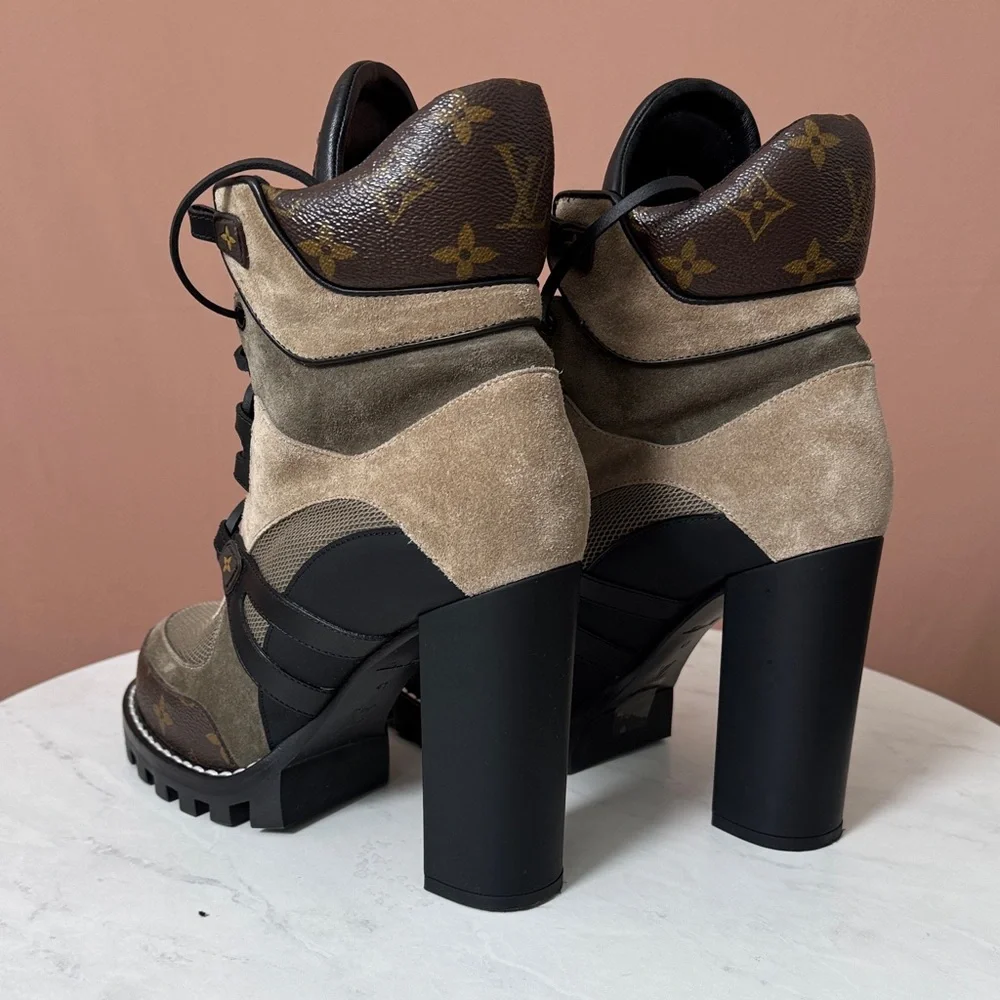 Louis Vuitton Beige and Black Heeled Boots - Picture 3 of 11